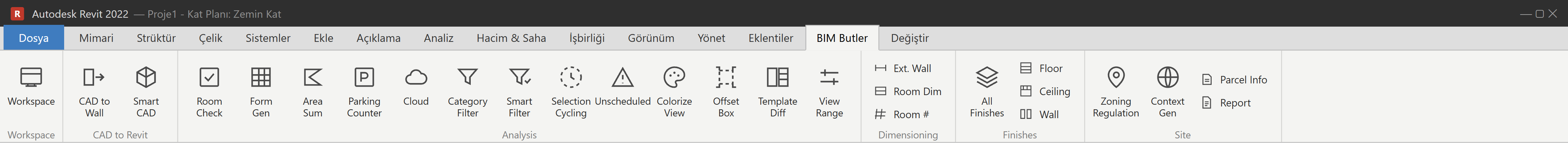 BIM Butler · Revit ribbon